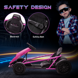 HOMCOM 24V Electric Go Kart for Kids with Music, Horn & Slow Start – Drifting Ride-On, Pink