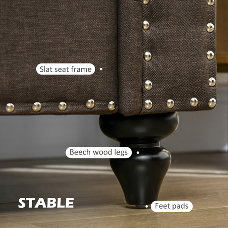 HOMCOM dark brown sofa, side view