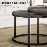 HOMCOM Set of 2 Stacking Coffee Tables with Steel Frame & Marble-Effect Round Tops – Nest of Tables