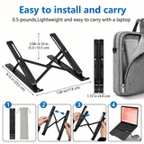 Portable Adjustable Laptop Stand with 7 Height Settings – Foldable Aluminium Alloy Notebook Holder, Black
