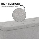 HOMCOM Ottoman Storage Box with Padded Lid and Wooden Legs, 47L – Bedroom and Hallway Seat, Grey
