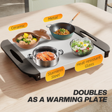 HOMCOM 6L Electric Food Warmer Buffet Server with 3 Lidded Trays & Warming Plate – Party Catering