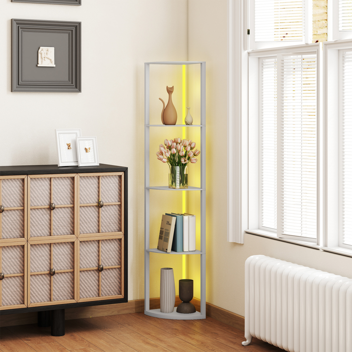 5-Tier Shelf RGB Floor Lamp with Remote