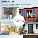 Outsunny Clear Polycarbonate Curved Awning, 80 x 195 x 23cm – Window and Door Canopy, White