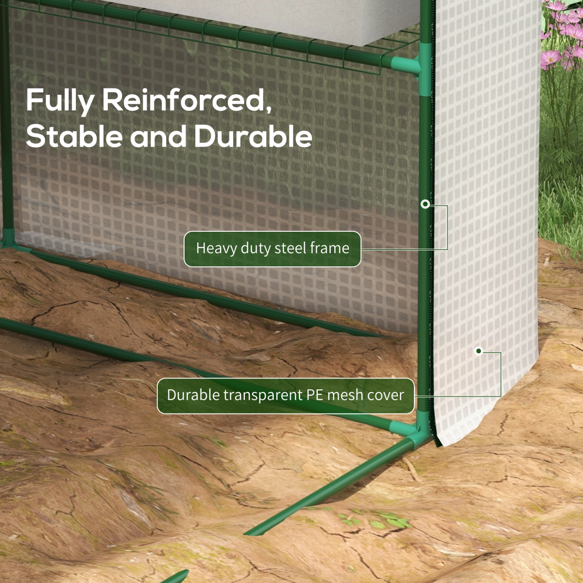 Outsunny Walk-In Greenhouse Polytunnel with Roll-Up Door & 3-Tier Shelves – 244 x 180 cm, Reinforced PE Cover