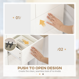 4-Door Freestanding Kitchen Cupboard with Adjustable Shelves & Drawers – Push-Open Pantry Storage, White