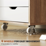 Vinsetto Mobile Filing Cabinet with 5 Drawers and Lockable Wheels – Home Office Storage Unit, Oak
