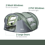 Outsunny 4-5 Person Pop-Up Dome Camping Tent with 4 Windows, 2000mm Waterproof – Instant Family Tent