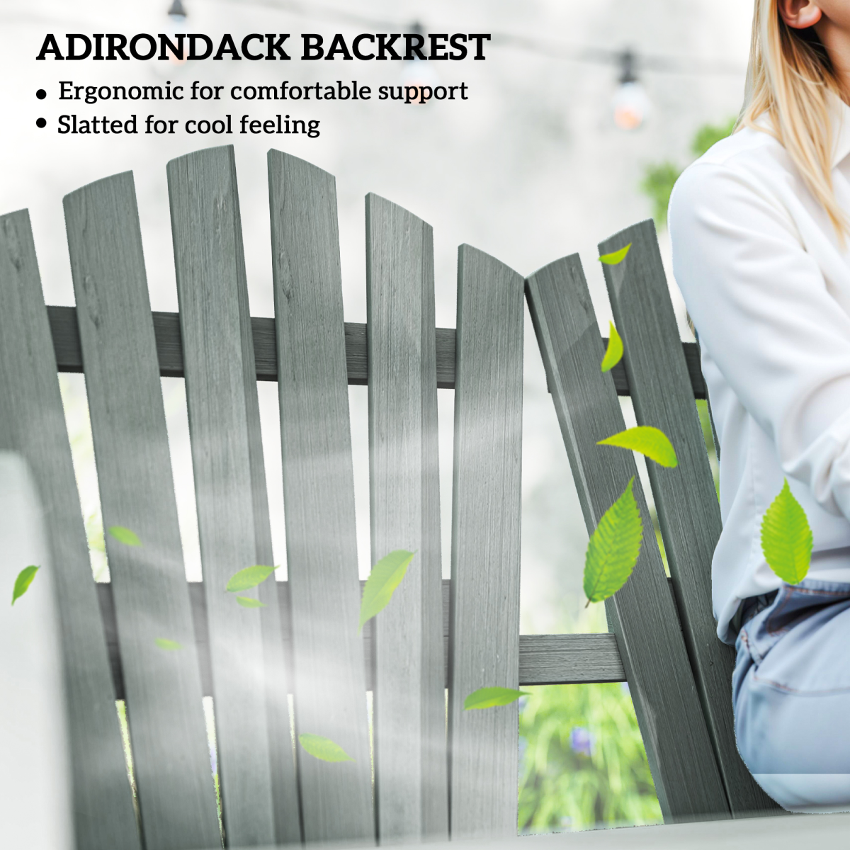 Outsunny Grey Fir Wood Outdoor Chair with Wheel-Shaped Armrest & Ergonomic Back Support – 250kg Capacity Garden Seating