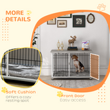 PawHut Dog Crate Furniture End Table with Soft Cushion & Lockable Door – Indoor Kennel for Dogs up to 35kg