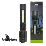 USB Rechargeable LED Flashlight with Adjustable Zoom and 7 Modes – Type-C Camping, Hiking and Work Torch