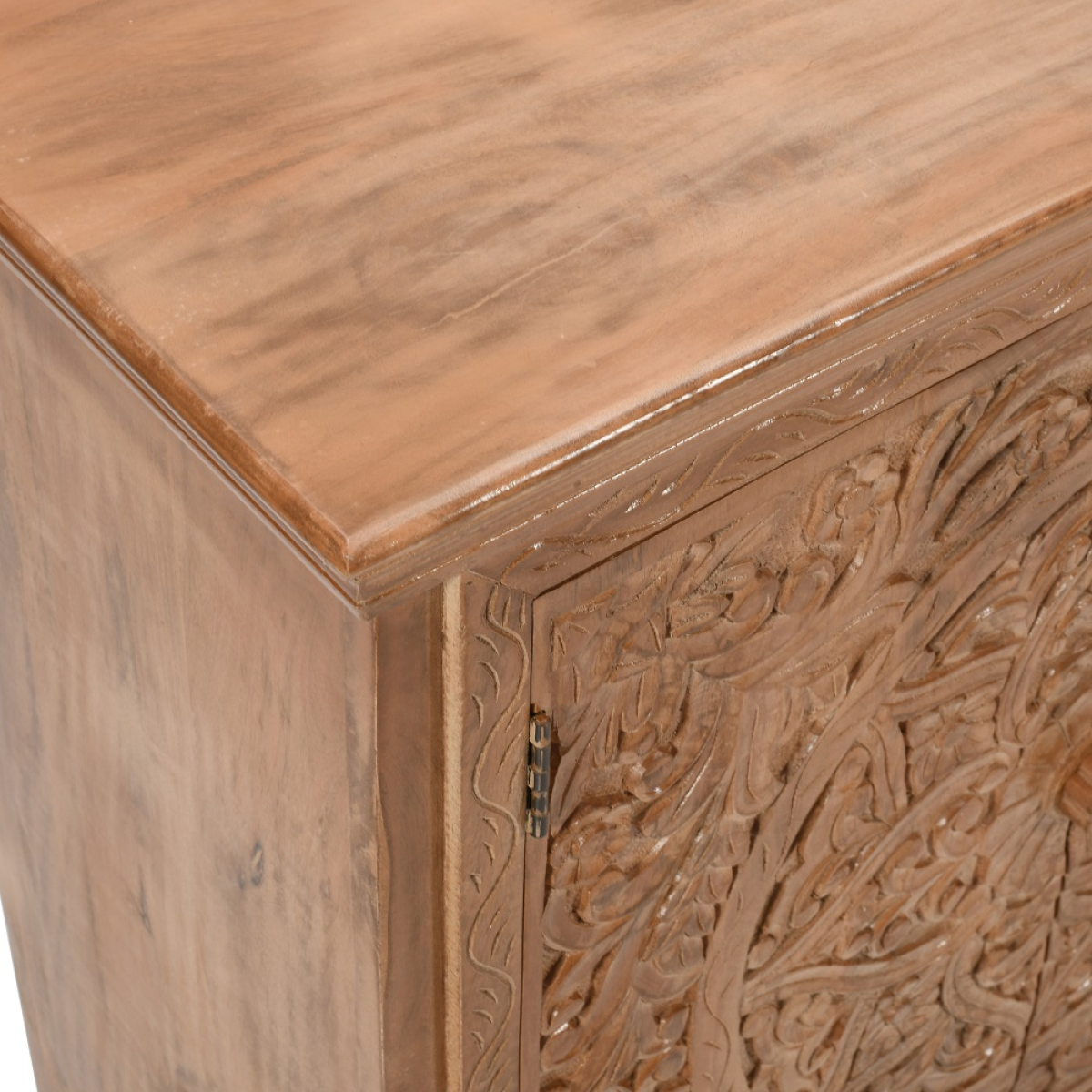 Artwork Carved Solid Mango Wood XL Sideboard – Handcrafted Statement Storage with Detailed Carving