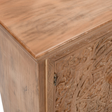 Artwork Carved Solid Mango Wood XL Sideboard – Handcrafted Statement Storage with Detailed Carving