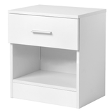 2-Tier Nightstand Bedside Cabinet with Drawer and Open Shelf – Bedroom and Home Office End Table, White