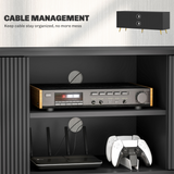 HOMCOM Modern Beadboard TV Stand Cabinet with Enclosed & Open Storage, Cable Management – Black