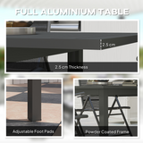 Outsunny Extending Garden Table with Slatted Top, 160/220 x 90 x 73 cm – Seats 6-8, Aluminium, Grey