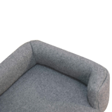 Artisan Furniture Mini Pet Sofa Bed in Solid Wood with Grey Tweed Upholstery – Padded Cushions for Small Pets