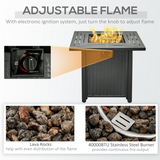 Outsunny Square Rattan Propane Gas Fire Pit Table with Lava Rocks & Lid – 40,000 BTU Patio Heater