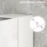 kleankin High Gloss Tall Bathroom Storage Cabinet with Two Cupboards and Adjustable Shelves, White