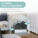 PawHut Hooded Cat Litter Tray with Scoop, Pull-Out Drawer Pan, Carry Handle & Deodorant Chimney – Hut Design