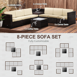 Outsunny Rattan Sofa Set modular configuration view