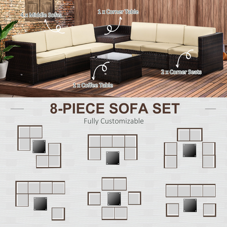 Outsunny Rattan Sofa Set modular configuration view