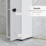 Tall Slim Bathroom Cabinet with 2 Cupboards, Drawer & 4 Open Shelves – Narrow Storage Unit, Light Grey