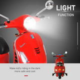 HOMCOM Kids Ride-On Vespa Motorcycle, 6V Battery with Music & LED Lights – Licensed, Ages 3–6