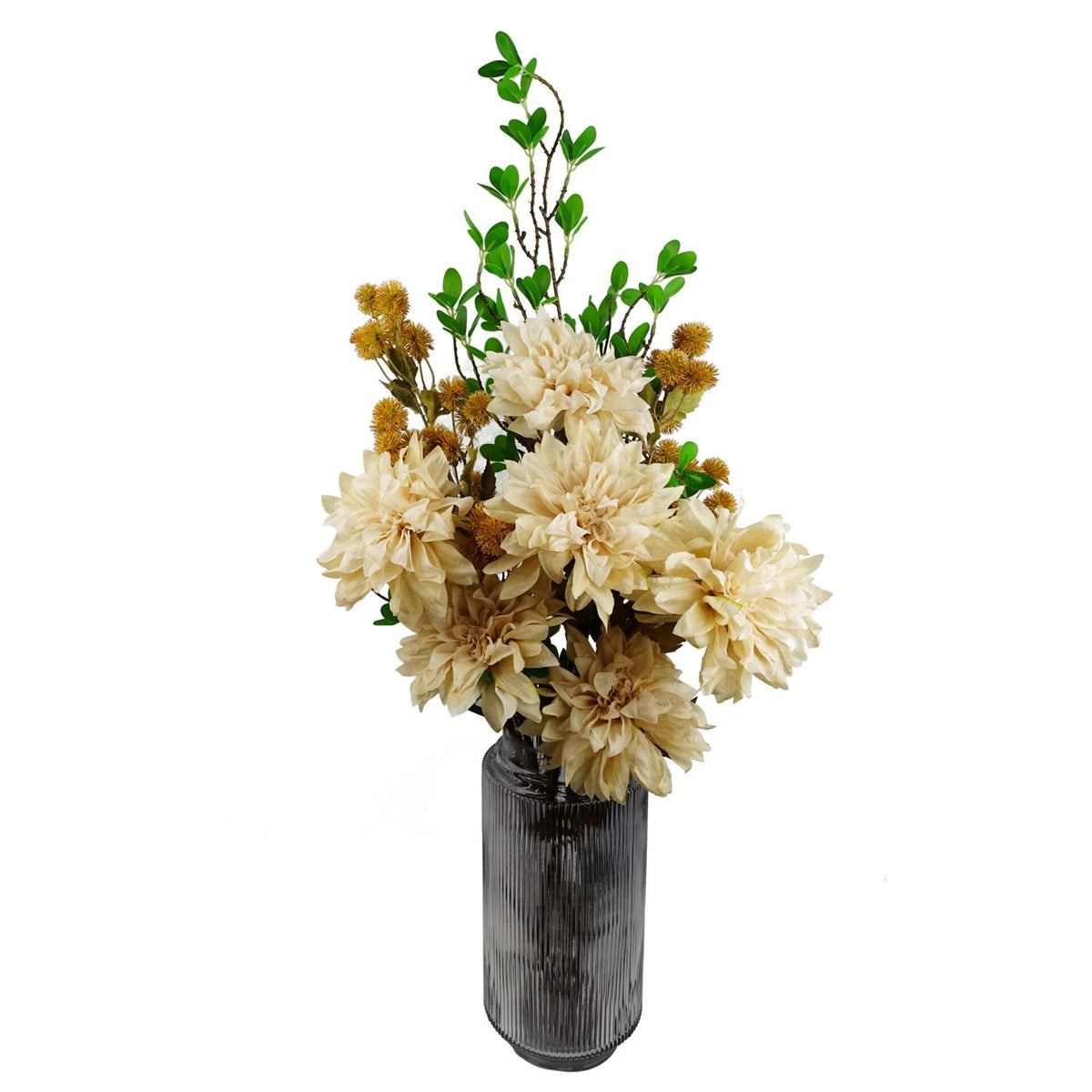Artificial Yellow Craspedia Stems, Pack of 6 – 85cm Wired Faux Flowers for Arrangements