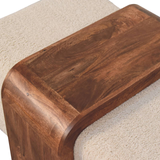 Artisan Furniture Solid Wood Arden Bench Duo with Boucle Seats & Central Table – Hallway Seating, Brown & Cream