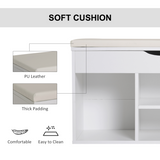 HOMCOM Wooden Shoe Cabinet Bench with Hidden Storage & Padded Seat, White