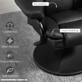 Swivel Recliner Chair with Footstool, 135° Manual Recline & Thick Foam Padding – PU Leather Armchair, Black