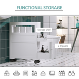 HOMCOM Slim Rolling Bathroom Storage Unit with 2 Drawers – 16cm Wide Space-Saving Trolley