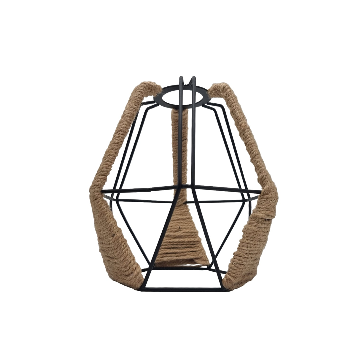 LEDSone Vintage Hemp Rope and Metal Cage Lampshade with Reducer Ring, 18 x 19cm