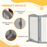 PawHut Foldable Dog Gate with Two Support Feet – Freestanding Pet Barrier for Doorways & Stairs, Grey