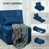 HOMCOM Folding Single Sofa Bed with Adjustable Backrest & Pillow – Space-Saving Guest Bed, Blue