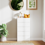 HOMCOM 5 Drawer Bedroom Chest of Drawers with Smooth Metal Runners – Tall Storage Unit, White