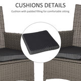 Outsunny Set of 4 Grey PE Rattan Outdoor Armchairs with 5cm Cushions – Garden Dining Seating