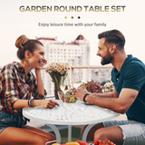 Outsunny 3-Piece Aluminium Bistro Set with Round Table & 2 Chairs – Floral Cut-Out, Garden Patio