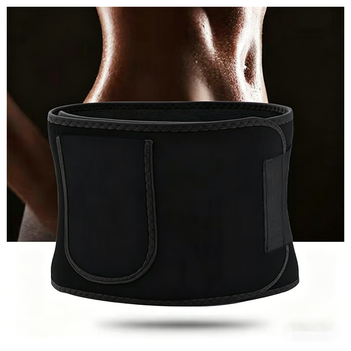 Waist Trimmer Belt with Phone Pocket – Adjustable Neoprene Workout Sweat Band, Black