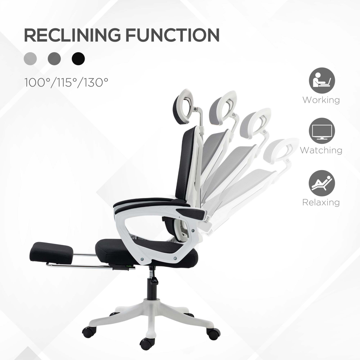 Vinsetto Ergonomic Office Chair with Adjustable Headrest, Lumbar Support & Retractable Footrest