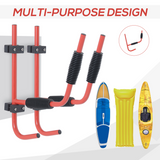 HOMCOM Kayak Wall Mount Rack with 50kg Capacity & PVC Sleeves – Heavy Duty Canoe & Paddle Storage Hangers