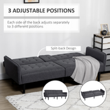 HOMCOM 3 Seater Home Theatre Futon Recliner Sofa Bed with Cupholders – Movie Night & Guest Sofa, Grey