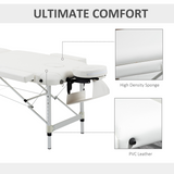 HOMCOM Folding PVC Leather Massage Table with Aluminium Frame & Removable Headrest – Adjustable Beauty Bed