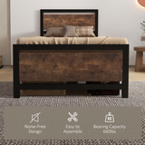 HOMCOM Single Metal Bed Frame with Headboard & Footboard – Sturdy Bedroom Furniture, 97 x 195cm