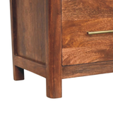 Artisan Furniture Solid Wood Arc-Line Bedside Table with 1 Drawer & 1 Open Slot – Roasted Almond, Brown