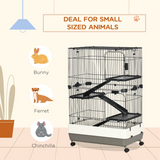 PawHut Three-Tier Small Animal Cage with Ramps & Wheels – Pet Play House for Rabbits, Ferrets & Chinchillas