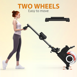 SPORTNOW Foldable Water Rowing Machine with 6 Resistance Levels, LCD Monitor & Wheels – Home Gym Rower, Black