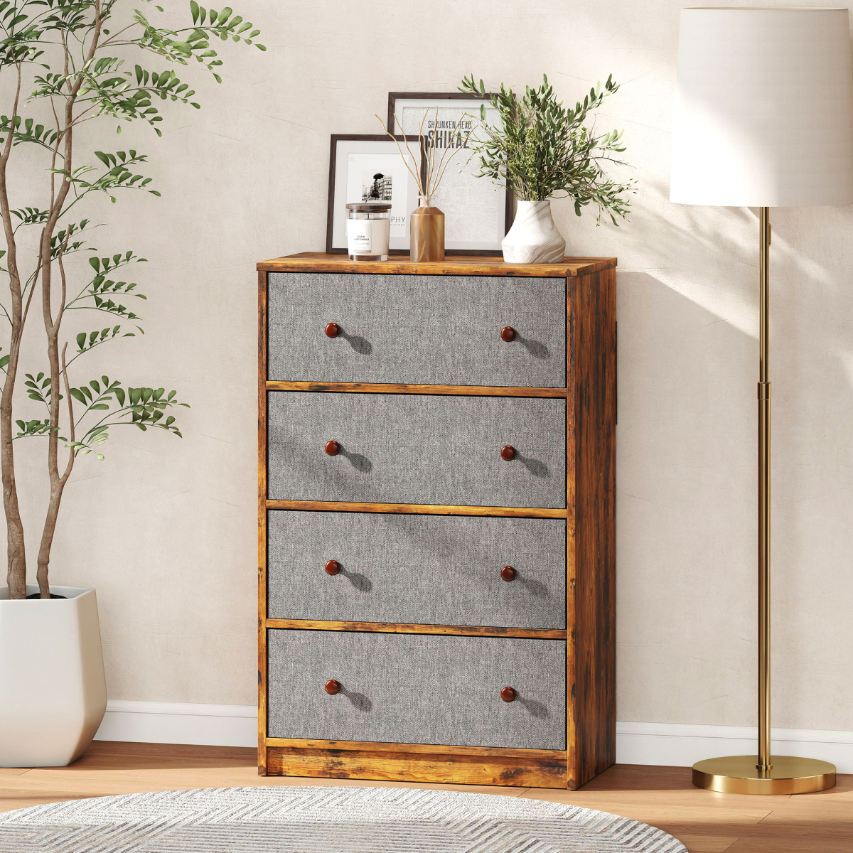 4-Drawer Fabric Storage Cabinet with Flat Top – Lightweight Dresser Alternative for Bedroom & Hallway