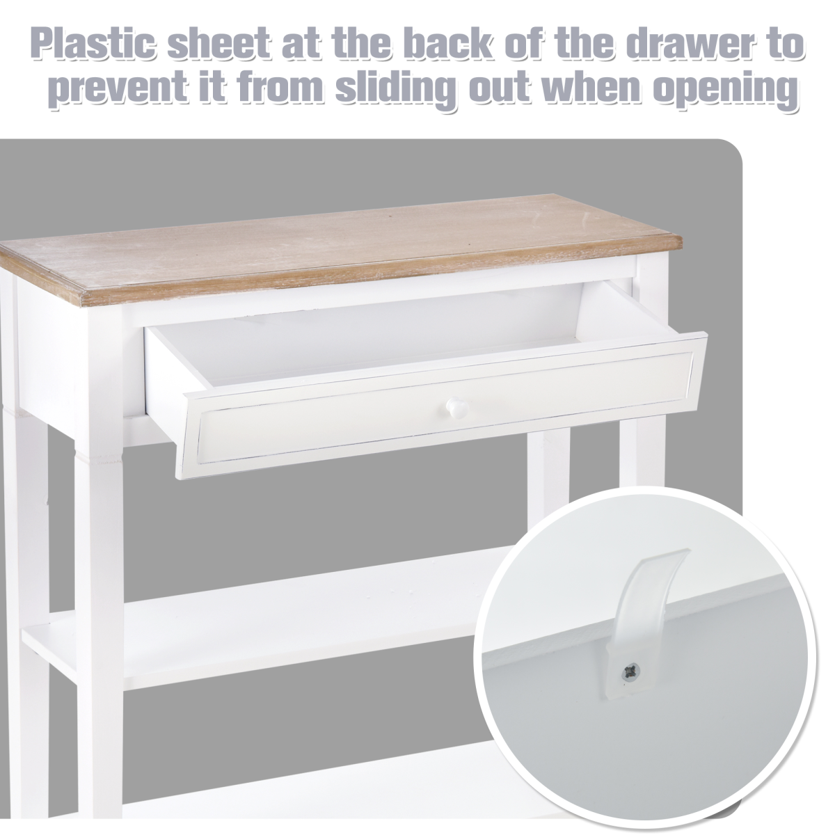 HOMCOM MDF Console Table with Wide Drawer and 2 Shelves – Hallway Storage Unit, White